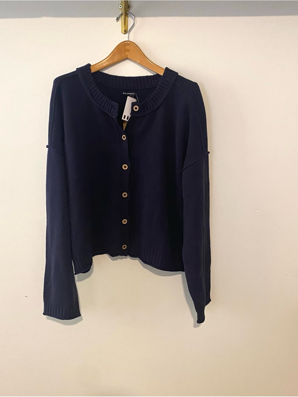 NWT Boxy Navy Button-Down Sweater Cardigan